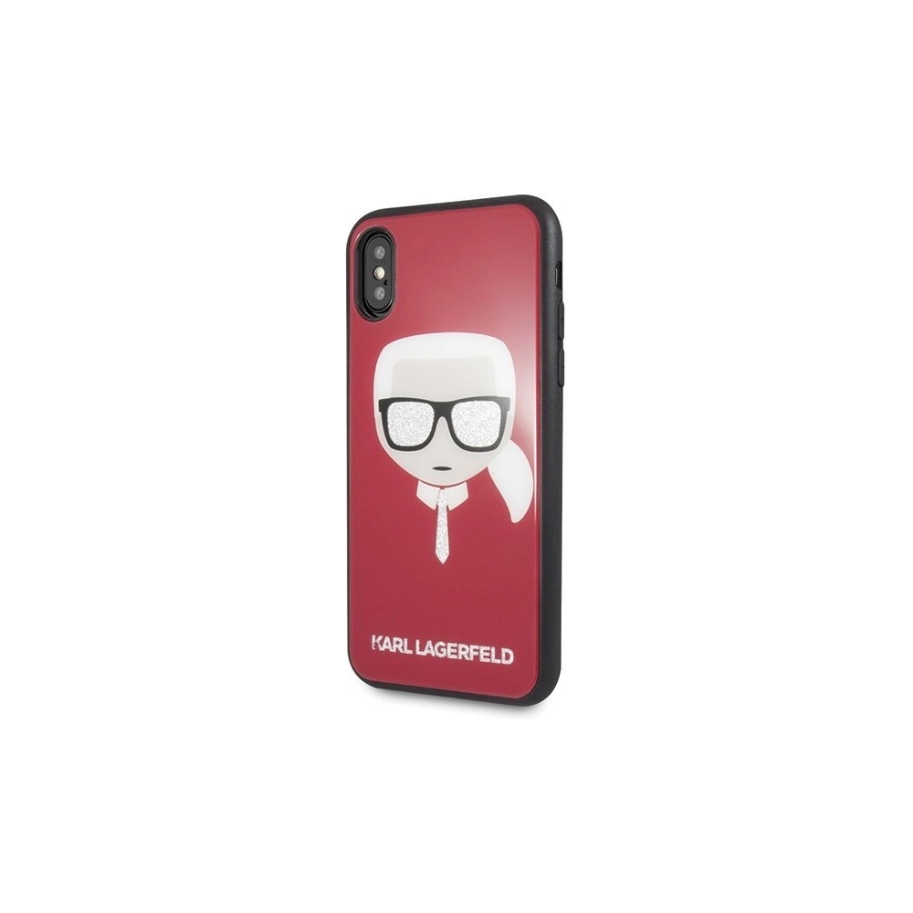 Karl Lagerfeld KLHCPXDLHRE iPhone X/Xs czerwony/red Iconic Glitter Karl`s Head