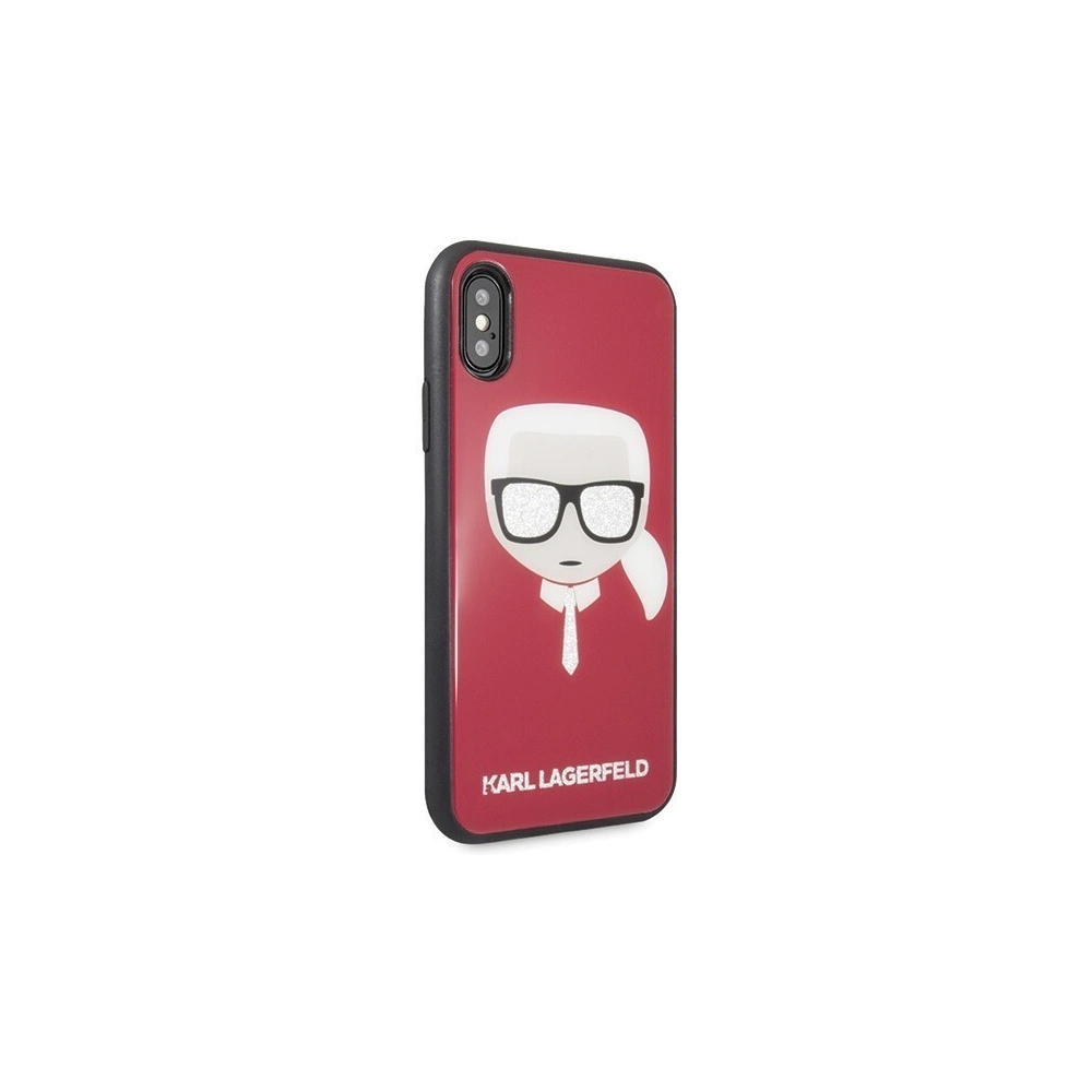 Karl Lagerfeld KLHCPXDLHRE iPhone X/Xs czerwony/red Iconic Glitter Karl`s Head
