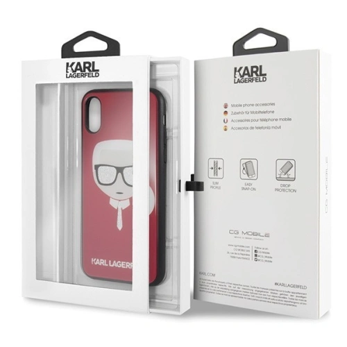 Buy Karl Lagerfeld KLHCPXDLHRE iPhone X/Xs red Iconic Glitter Karl`s Head - KLD198RED - {ean13} - Home Screen Store Europe