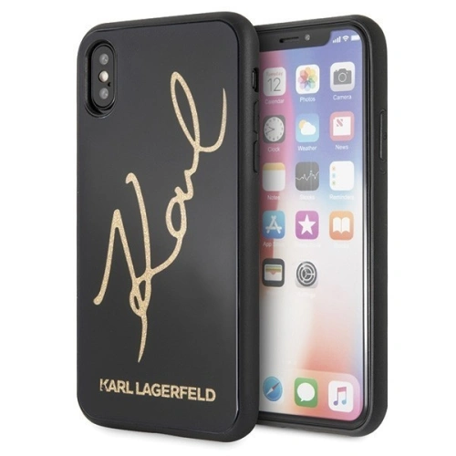 Kup Karl Lagerfeld KLHCPXDLKSBK iPhone X/Xs schwarz/schwarz Hartschalenetui Signature Glitter - KLD199BLK - {ean13} - Sklep Home Screen