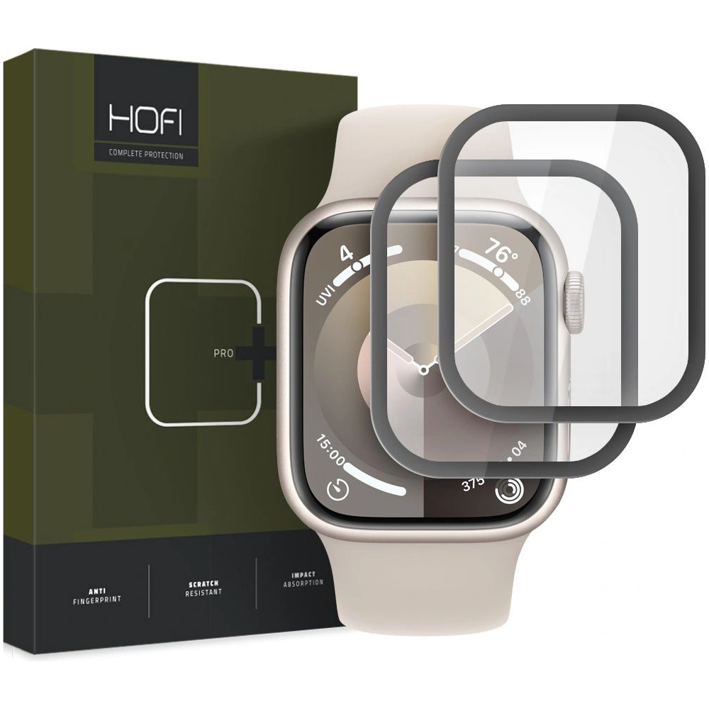 Szkło hybrydowe Hofi Hybrid Pro+ Apple Watch 7/8/9 41mm black [2 PACK]