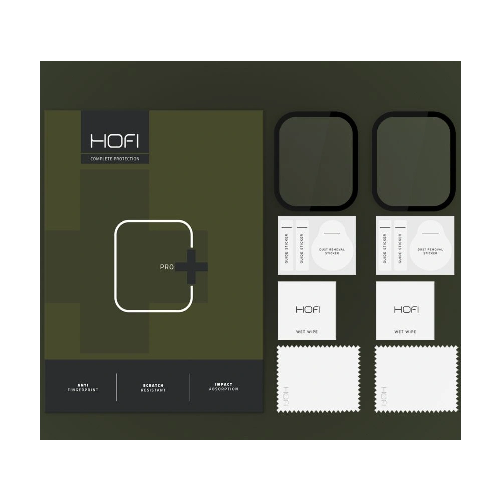 Szkło hybrydowe Hofi Hybrid Pro+ Apple Watch 7/8/9 41mm black [2 PACK]