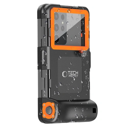 Kup Univerzální voděodolné pouzdro Tech-Protect IPX8 Univerzální potápěčské vodotěsné pouzdro černá/oranžová - THP2902 - {ean13} - Sklep Home Screen