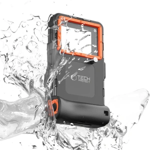 Kup Universelle wasserdichte Hülle Tech-Protect IPX8 Universelle Tauch-Wasserdichte Hülle schwarz/orange - THP2902 - {ean13} - Sklep Home Screen