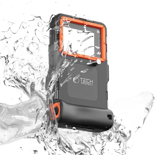 Kup Univerzální voděodolné pouzdro Tech-Protect IPX8 Univerzální potápěčské vodotěsné pouzdro černá/oranžová - THP2902 - {ean13} - Sklep Home Screen