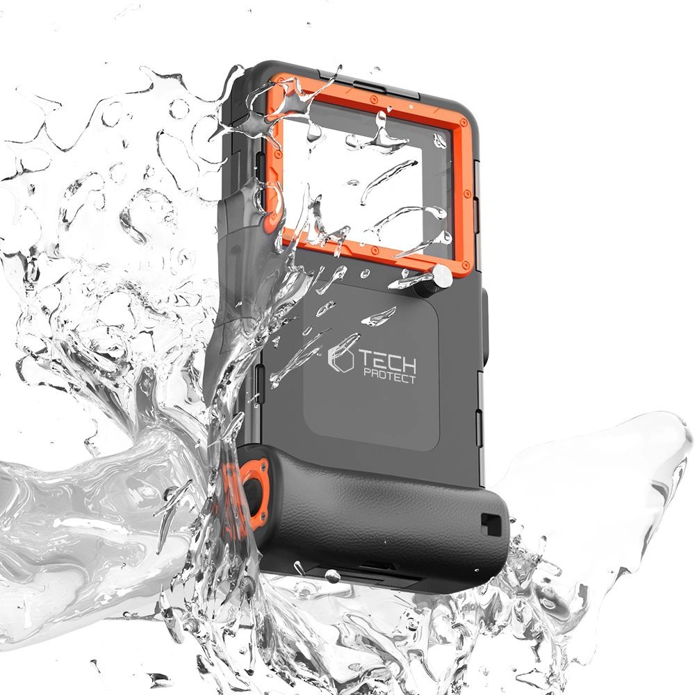Uniwersalne etui wodoodporne Tech-Protect IPX8 Universal Diving Waterproof Case black/orange
