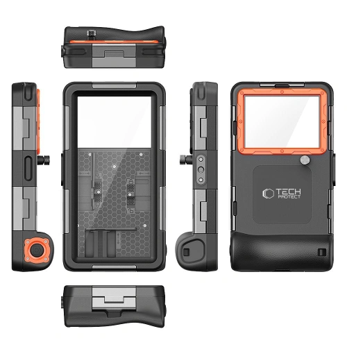 Kup Univerzální voděodolné pouzdro Tech-Protect IPX8 Univerzální potápěčské vodotěsné pouzdro černá/oranžová - THP2902 - {ean13} - Sklep Home Screen