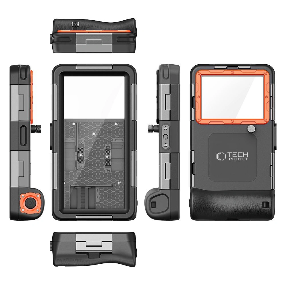 Uniwersalne etui wodoodporne Tech-Protect IPX8 Universal Diving Waterproof Case black/orange