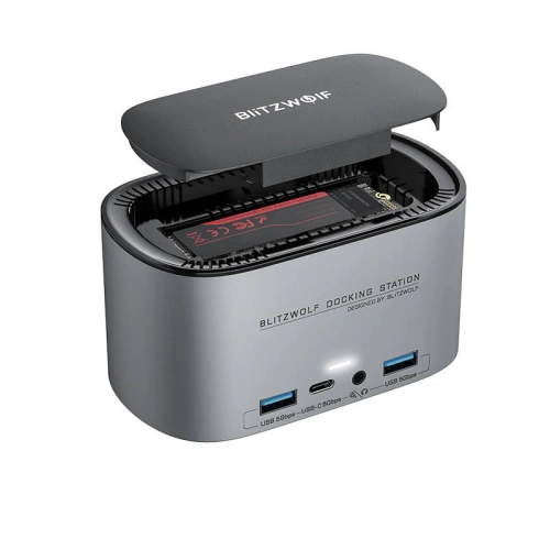 Kup Stacja dokująca 14w1 Blitzwolf BW-TH12 DC, 4xUSB-A 3.0, 3xUSB-C, M.2 SATA 3.0 SSD, 2xHDMI, DP, RJ45, jack 3.5mm - BLZ599 - {ean13} - Sklep Home Screen