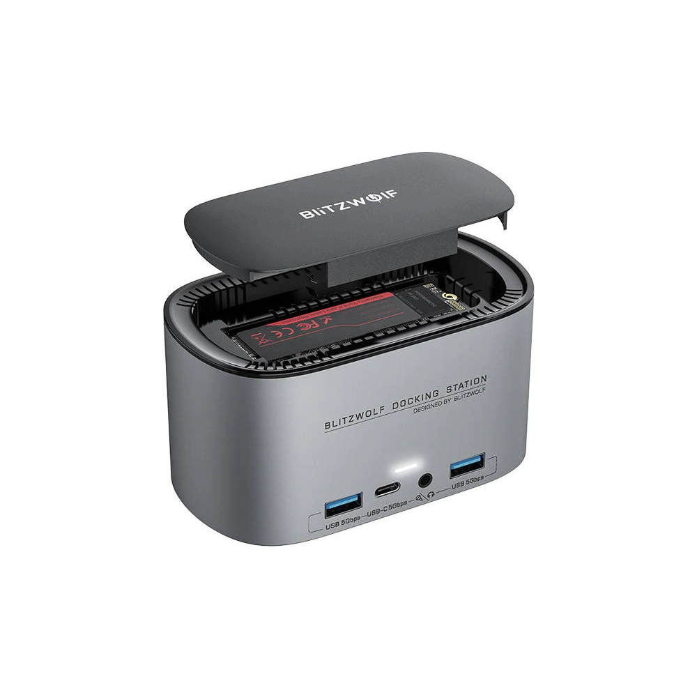 Stacja dokująca 14w1 Blitzwolf BW-TH12 DC, 4xUSB-A 3.0, 3xUSB-C, M.2 SATA 3.0 SSD, 2xHDMI, DP, RJ45, jack 3.5mm