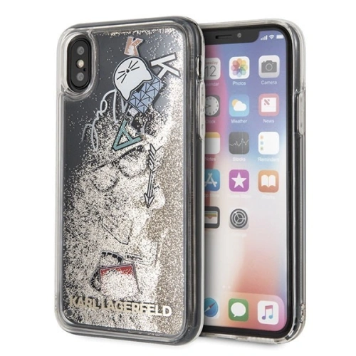 Kup Karl Lagerfeld KLHCPXKSICGO iPhone X/Xs Gold/Gold Hartschalengehäuse Iconic Patterns Liquid Glitter - KLD210GLD - {ean13} - Sklep Home Screen