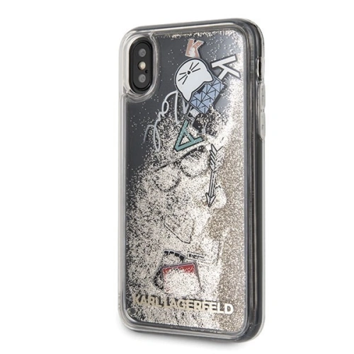 Kup Karl Lagerfeld KLHCPXKSICGO iPhone X/Xs Gold/Gold Hartschalengehäuse Iconic Patterns Liquid Glitter - KLD210GLD - {ean13} - Sklep Home Screen