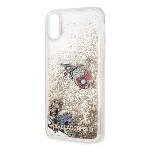 Kup Karl Lagerfeld KLHCPXKSICGO iPhone X/Xs złoty/gold hard case Iconic Patterns Liquid Glitter - KLD210GLD - {ean13} - Sklep Home Screen