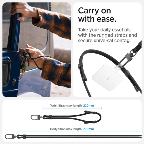 Kup Smyč Spigen Univerzální popruh Set Crossbody & na zápěstí černý [2 PACK] - SPN3435 - {ean13} - Sklep Home Screen