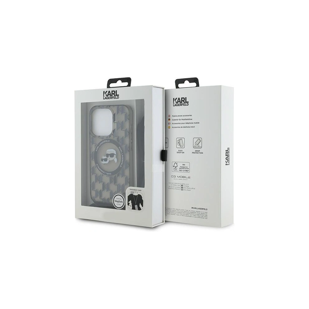 Etui Karl Lagerfeld KLHMP15LHCKCKLCK Apple iPhone 15 Pro hardcase IML Crossbody Monogram Karl & Choupette Head MagSafe czarny/black