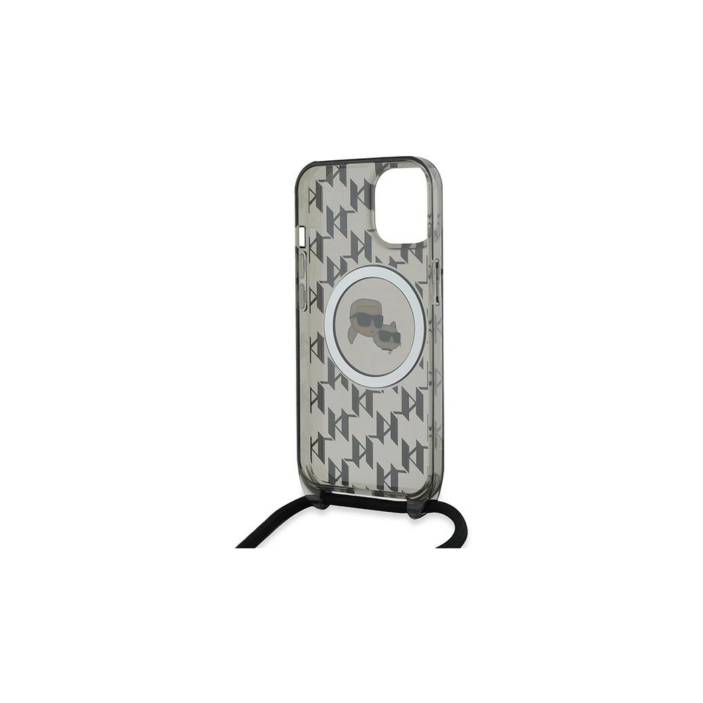 Etui Karl Lagerfeld KLHMP15SHCKCKLCK Apple iPhone 15 / 14 / 13 hardcase IML Crossbody Monogram Karl & Choupette Head MagSafe czarny/black