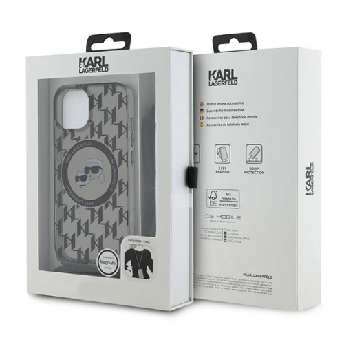 Kup Case Karl Lagerfeld KLHMP15SHCKCKLCK Apple iPhone 15 / 14 / 13 Hardcase IML Crossbody Monogram Karl & Choupette Head MagSafe schwarz/black - KLD2100 - {ean13} - Sklep Home Screen