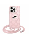 Etui Karl Lagerfeld KLHMP15SHCKCKLCP Apple iPhone 15 / 14 / 13 hardcase IML Crossbody Monogram Karl & Choupette Head MagSafe różowy/pink