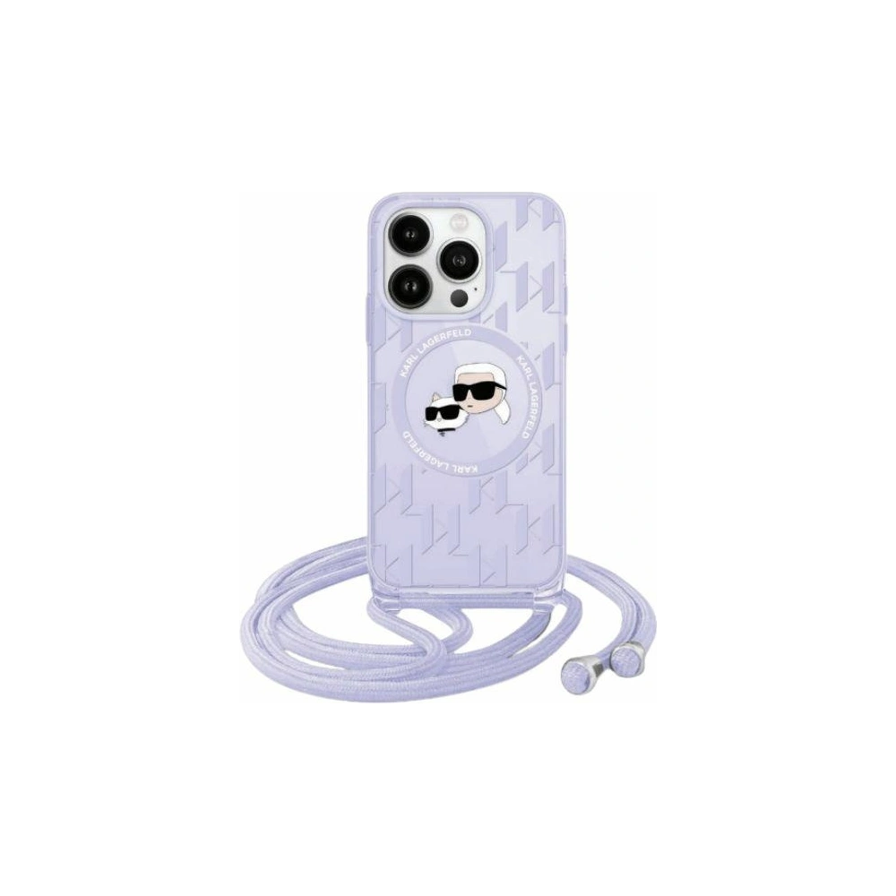 Etui Karl Lagerfeld KLHMP15SHCKCKLCU Apple iPhone 15 / 14 / 13 hardcase IML Crossbody Monogram Karl & Choupette Head MagSafe fioletowy/purple
