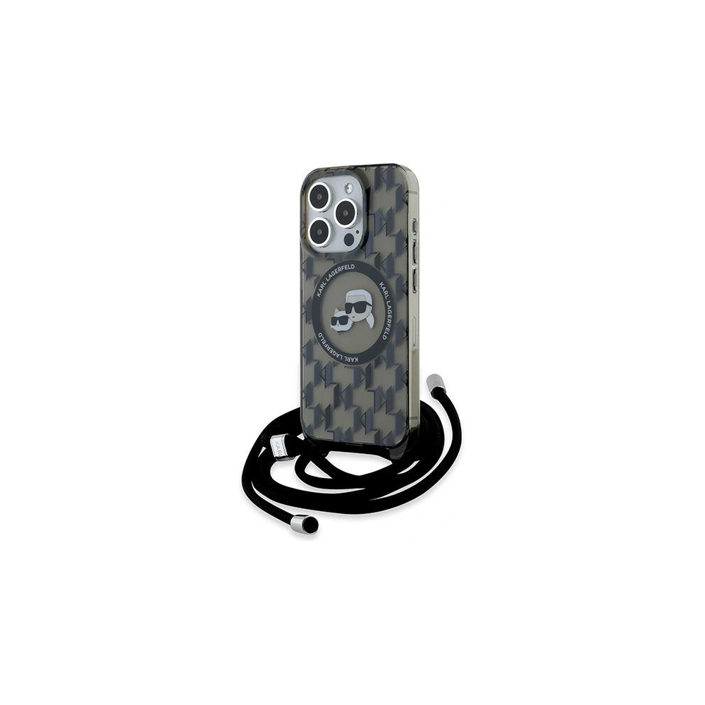 Etui Karl Lagerfeld KLHMP15XHCKCKLCK Apple iPhone 15 Pro Max hardcase IML Crossbody Monogram Karl & Choupette Head MagSafe czarny/black