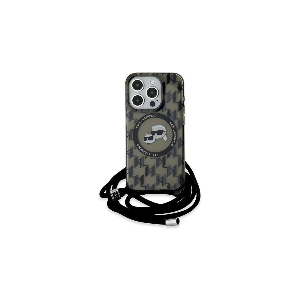 Etui Karl Lagerfeld KLHMP15XHCKCKLCK Apple iPhone 15 Pro Max hardcase IML Crossbody Monogram Karl & Choupette Head MagSafe czarny/black