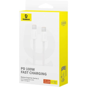 Buy USB-C / USB-C cable Baseus Superior 2 100W 1m white - BSU4906 - {ean13} - Home Screen Store Europe