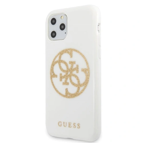 Kup Carcasă Guess GUHCN65TPUWHGLG Apple iPhone 11 Pro Max albă/white hard case Glitter 4G Circle Logo - GUE298WHT - {ean13} - Sklep Home Screen