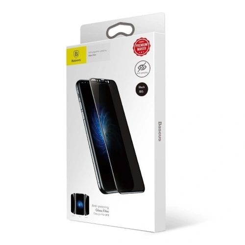 Kup Szkło hartowane 3D prywatyzujące Baseus 0.23mm na cały ekran iPhone X/Xs (czarne) - BSU713BLK - {ean13} - Sklep Home Screen