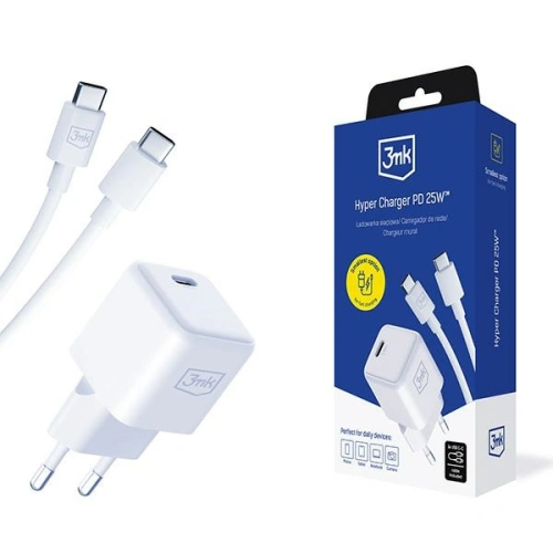 Kup Ładowarka sieciowa 3MK Hyper Charger PD 25W biała/white + kabel USB-C / USB-C - 3MK6196 - {ean13} - Sklep Home Screen