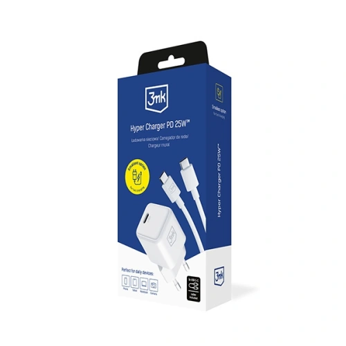Kup Ładowarka sieciowa 3MK Hyper Charger PD 25W biała/white + kabel USB-C / USB-C - 3MK6196 - {ean13} - Sklep Home Screen