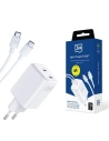 Ładowarka sieciowa 3MK Hyper Charger PD 45W biała/white + 2x kabel USB-C / USB-C
