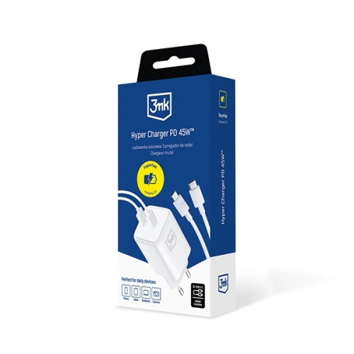 Kup Síťová nabíječka 3MK Hyper Charger PD 45W bílá/white + 2x kabel USB-C / USB-C - 3MK6197 - {ean13} - Sklep Home Screen