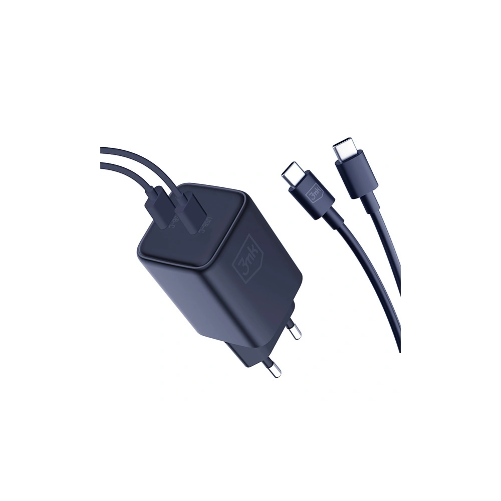 Ładowarka sieciowa 3MK Hyper Charger PD 45W czarna/black + 2x kabel USB-C / USB-C