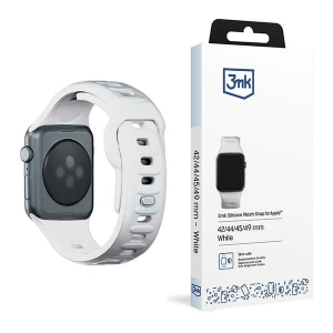 Kup 3MK Silikon-Uhrenarmband Apple Watch 4/5/6/7/8/9/SE/Ultra 42/44/45/49mm weiß/white - 3MK6228 - {ean13} - Sklep Home Screen