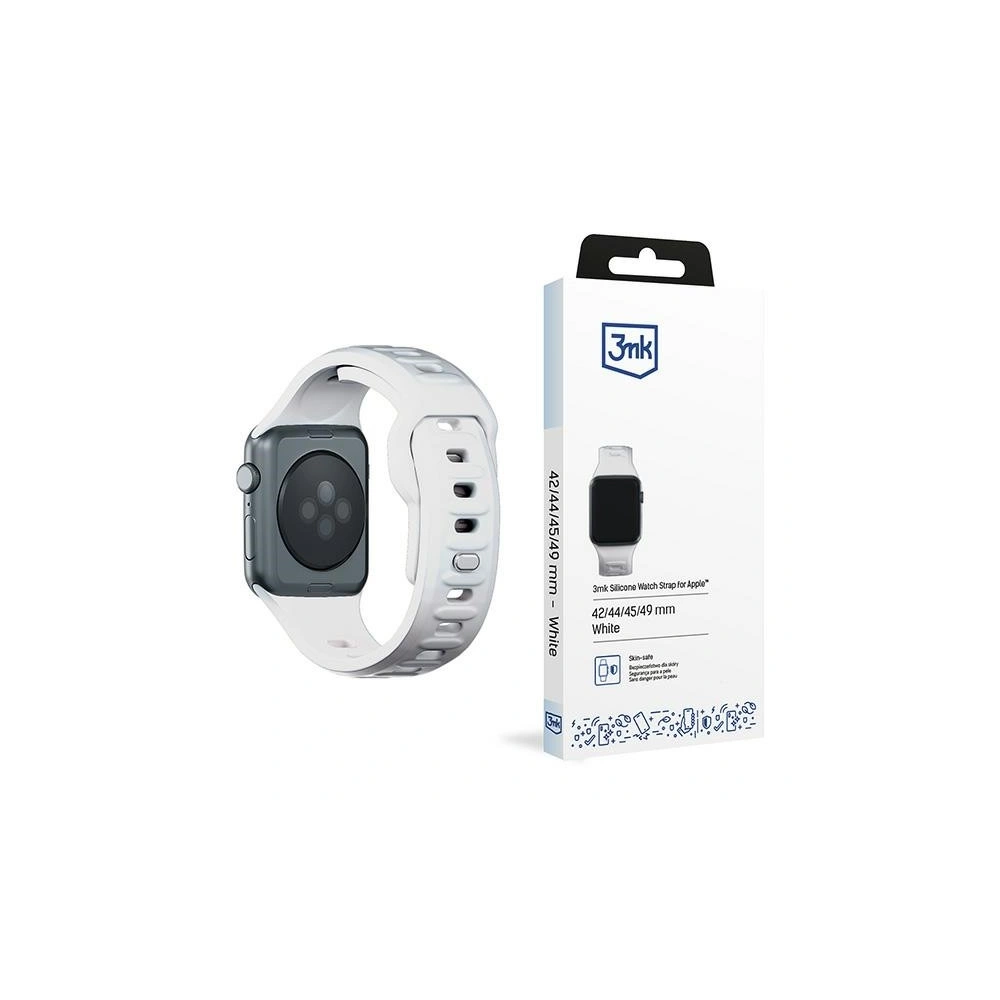 Pasek 3MK Silicone Watch Strap Apple Watch 4/5/6/7/8/9/SE/Ultra 42/44/45/49mm biały/white