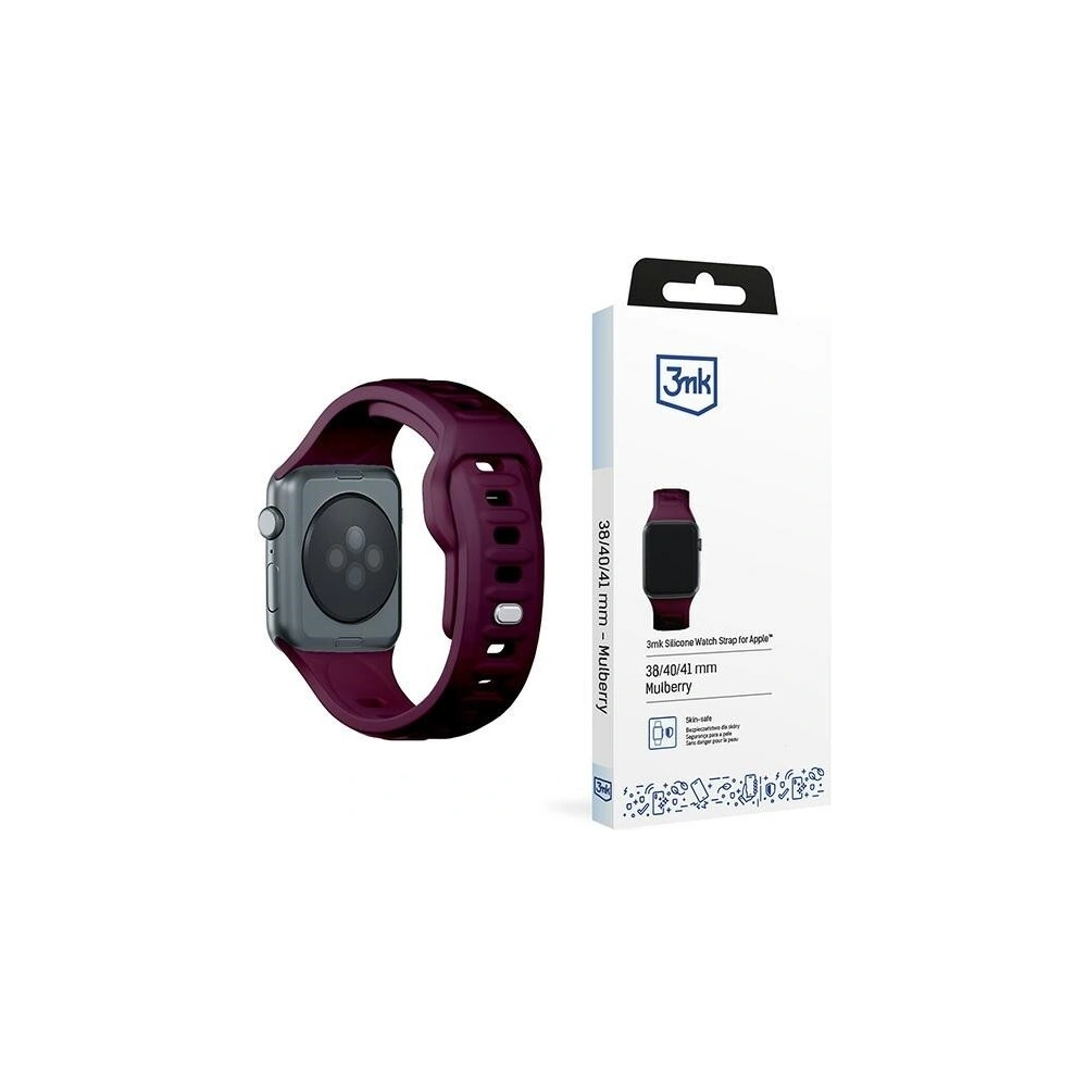 Pasek 3MK Silicone Watch Strap Apple Watch 4/5/6/7/SE/8/9/10 40/41/42mm ciemnofioletowy/mulberry