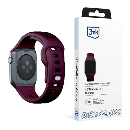 Kup 3MK Silikon-Uhrenarmband Apple Watch 4/5/6/7/8/9/SE/Ultra 42/44/45/49mm dunkelviolett/mulberry - 3MK6232 - {ean13} - Sklep Home Screen