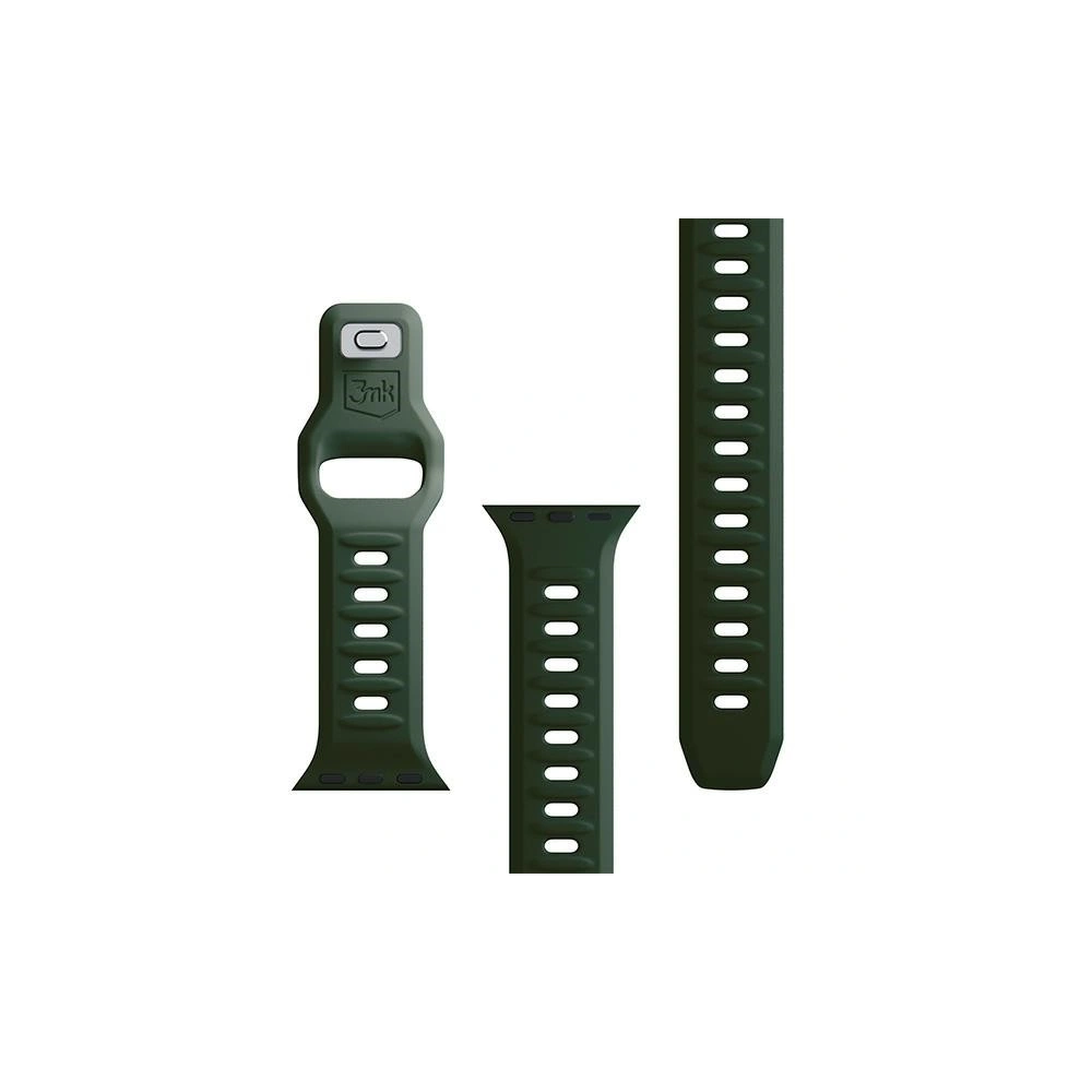Pasek 3MK Silicone Watch Strap Apple Watch 4/5/6/7/8/9/SE/Ultra 42/44/45/49mm ciemnozielony/dark green