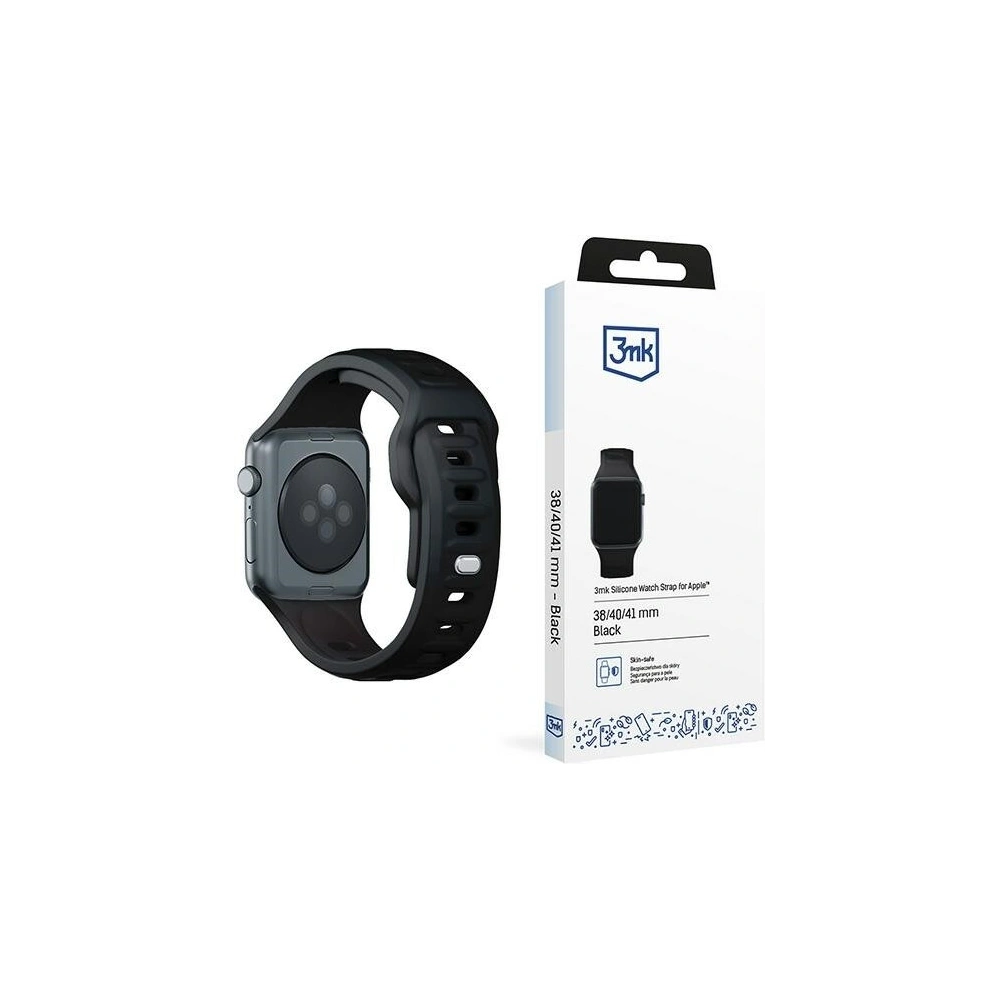 Pasek 3MK Silicone Watch Strap Apple Watch 4/5/6/7/SE/8/9/10 40/41/42mm czarny/black