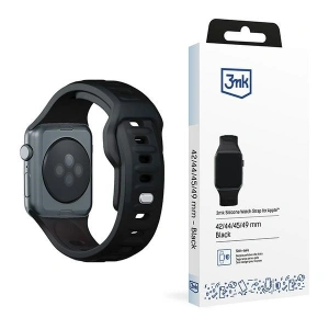 Kup 3MK Silikon-Uhrenarmband Apple Watch 4/5/6/7/8/9/SE/Ultra 42/44/45/49mm schwarz/black - 3MK6236 - {ean13} - Sklep Home Screen