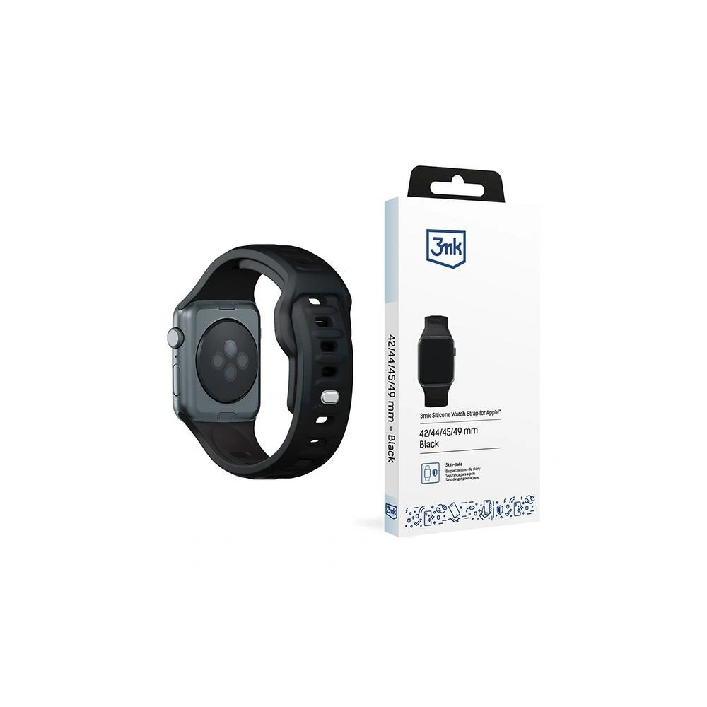 Pasek 3MK Silicone Watch Strap Apple Watch 4/5/6/7/8/9/SE/Ultra 42/44/45/49mm czarny/black