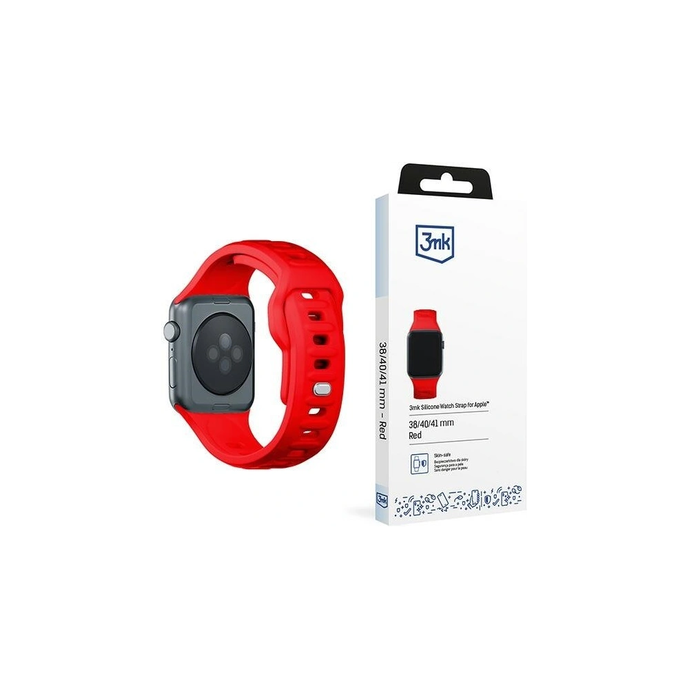Pasek 3MK Silicone Watch Strap Apple Watch 4/5/6/7/SE/8/9/10 40/41/42mm czerwony/red