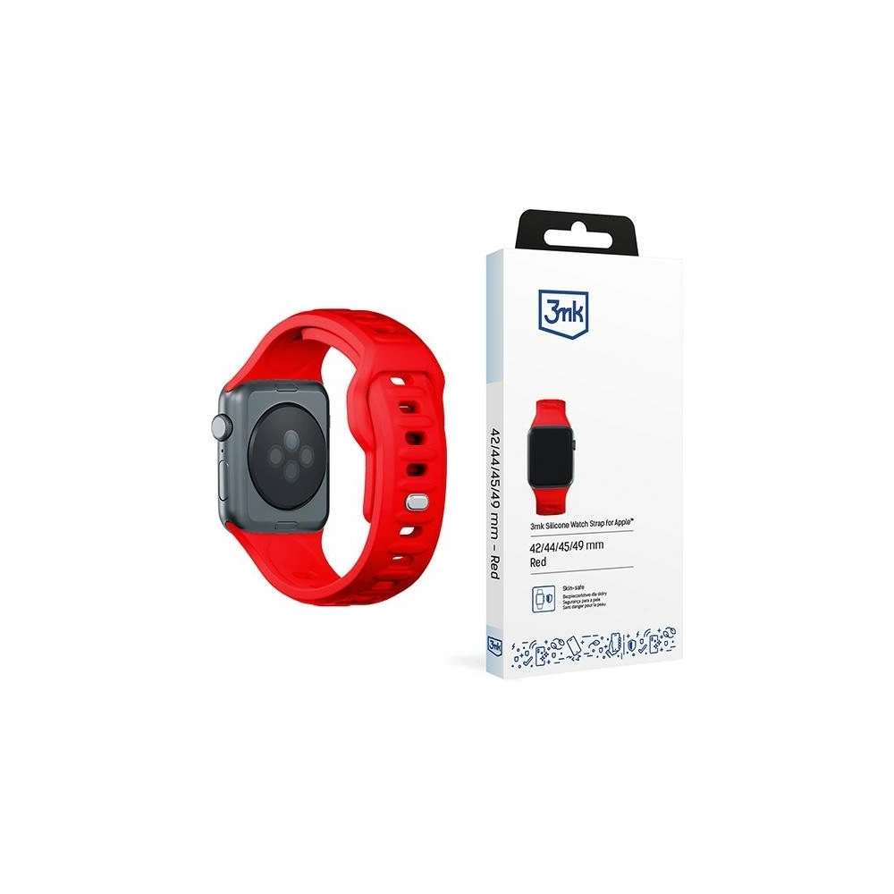 Pasek 3MK Silicone Watch Strap Apple Watch 4/5/6/7/8/9/SE/Ultra 42/44/45/49mm czerwony/red