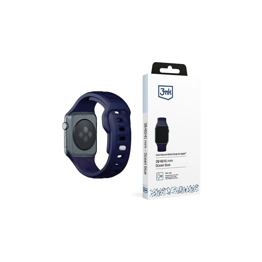 Pasek 3MK Silicone Watch Strap Apple Watch 4/5/6/7/SE/8/9/10 40/41/42mm granatowy/ocean blue