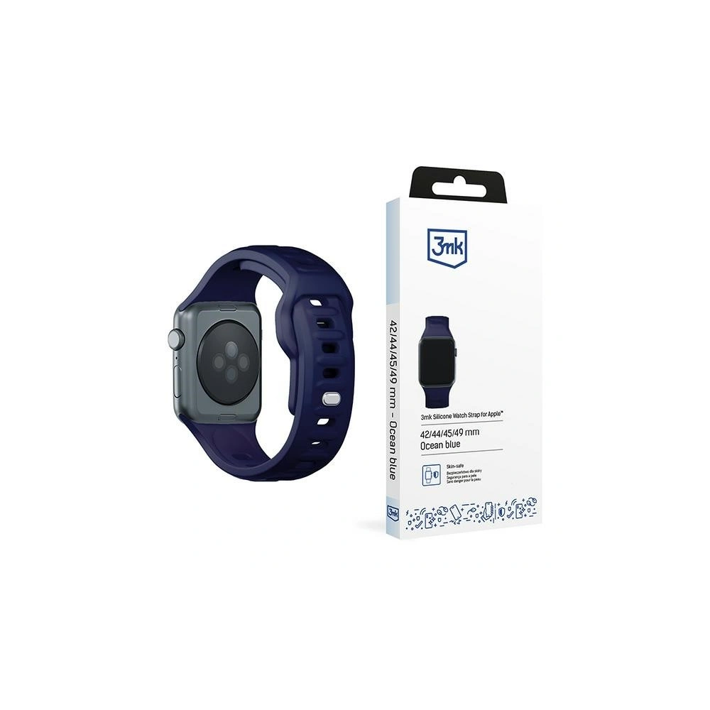 Pasek 3MK Silicone Watch Strap Apple Watch 4/5/6/7/8/9/SE/Ultra 42/44/45/49mm granatowy/ocean blue