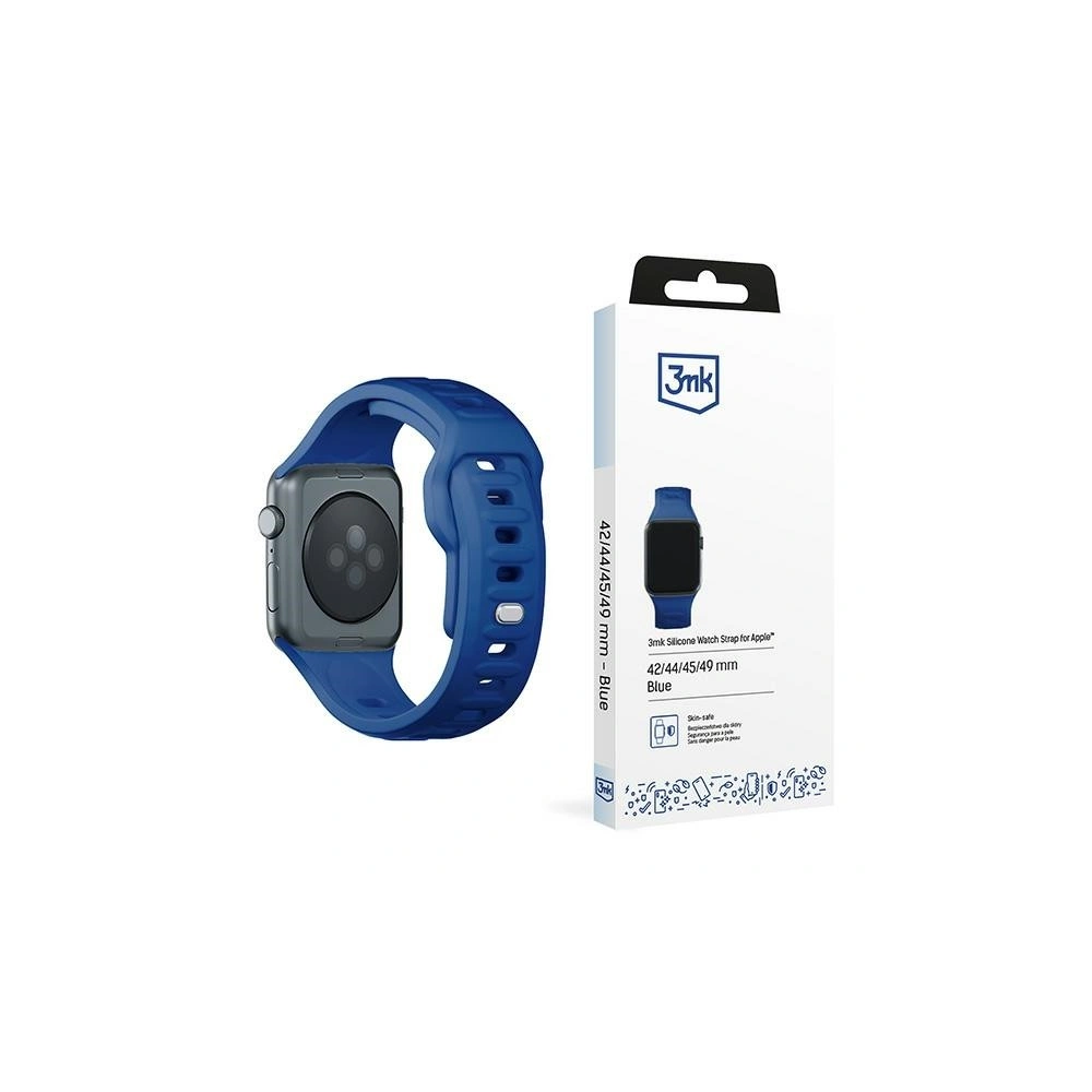 Pasek 3MK Silicone Watch Strap Apple Watch 4/5/6/7/8/9/SE/Ultra 42/44/45/49mm niebieski/blue