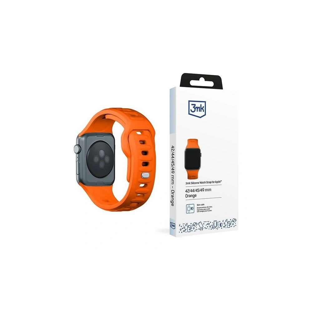 Pasek 3MK Silicone Watch Strap Apple Watch 4/5/6/7/8/9/SE/Ultra 42/44/45/49mm pomarańczowy/orange