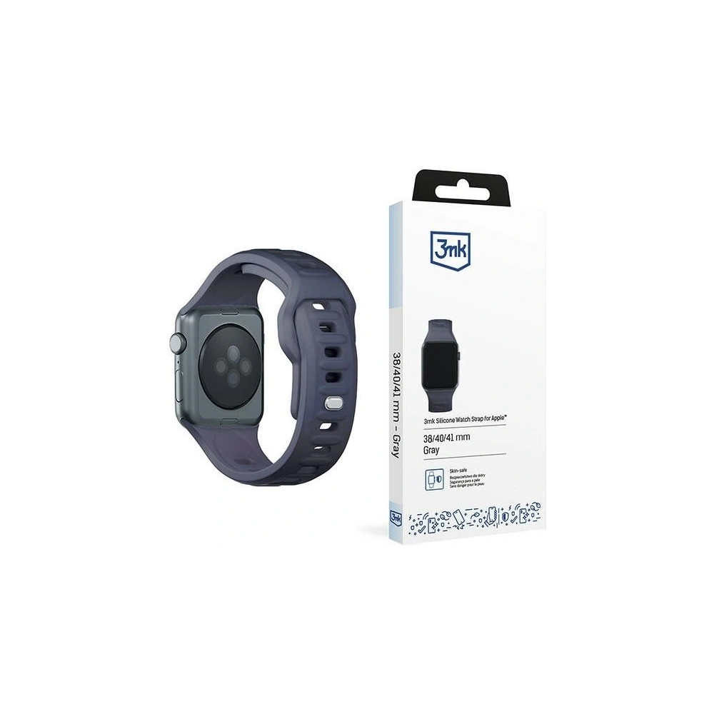 Pasek 3MK Silicone Watch Strap Apple Watch 4/5/6/7/SE/8/9/10 40/41/42mm szary/grey