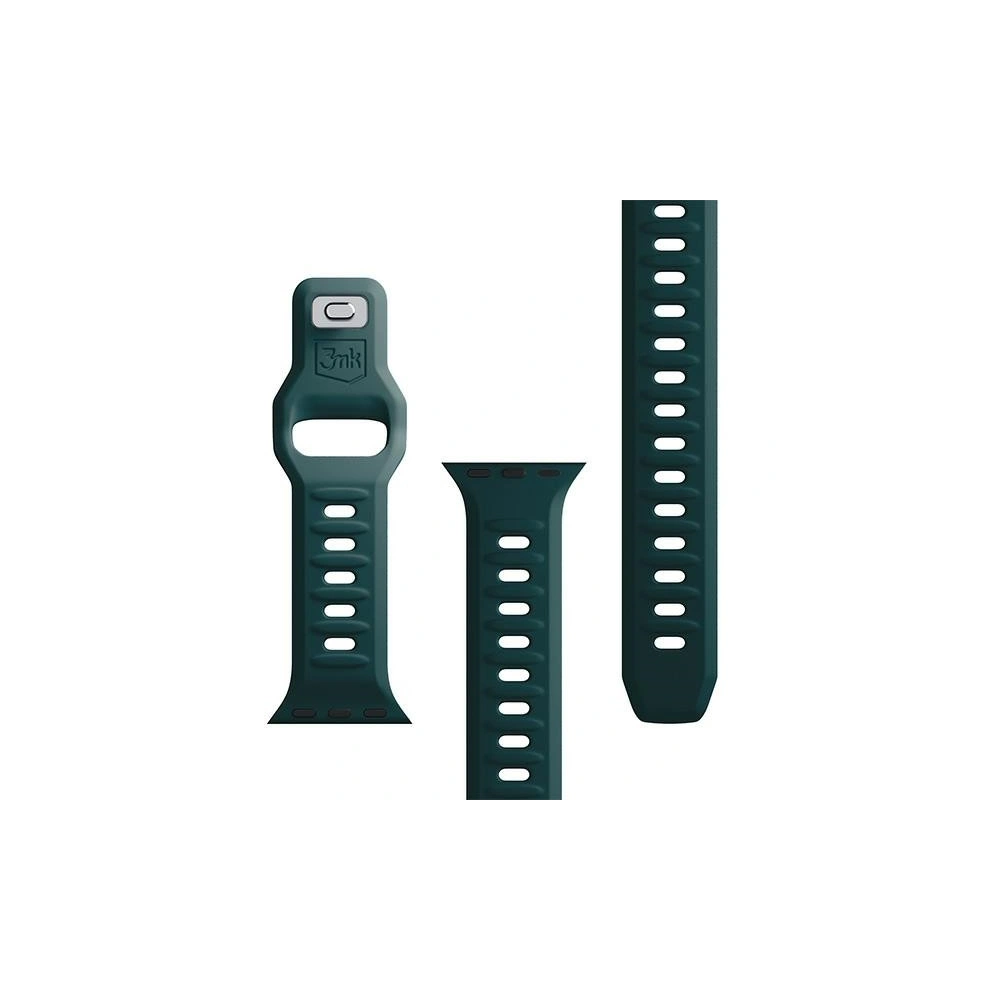 Pasek 3MK Silicone Watch Strap Apple Watch 4/5/6/7/8/9/SE/Ultra 42/44/45/49mm zielony/evergreen