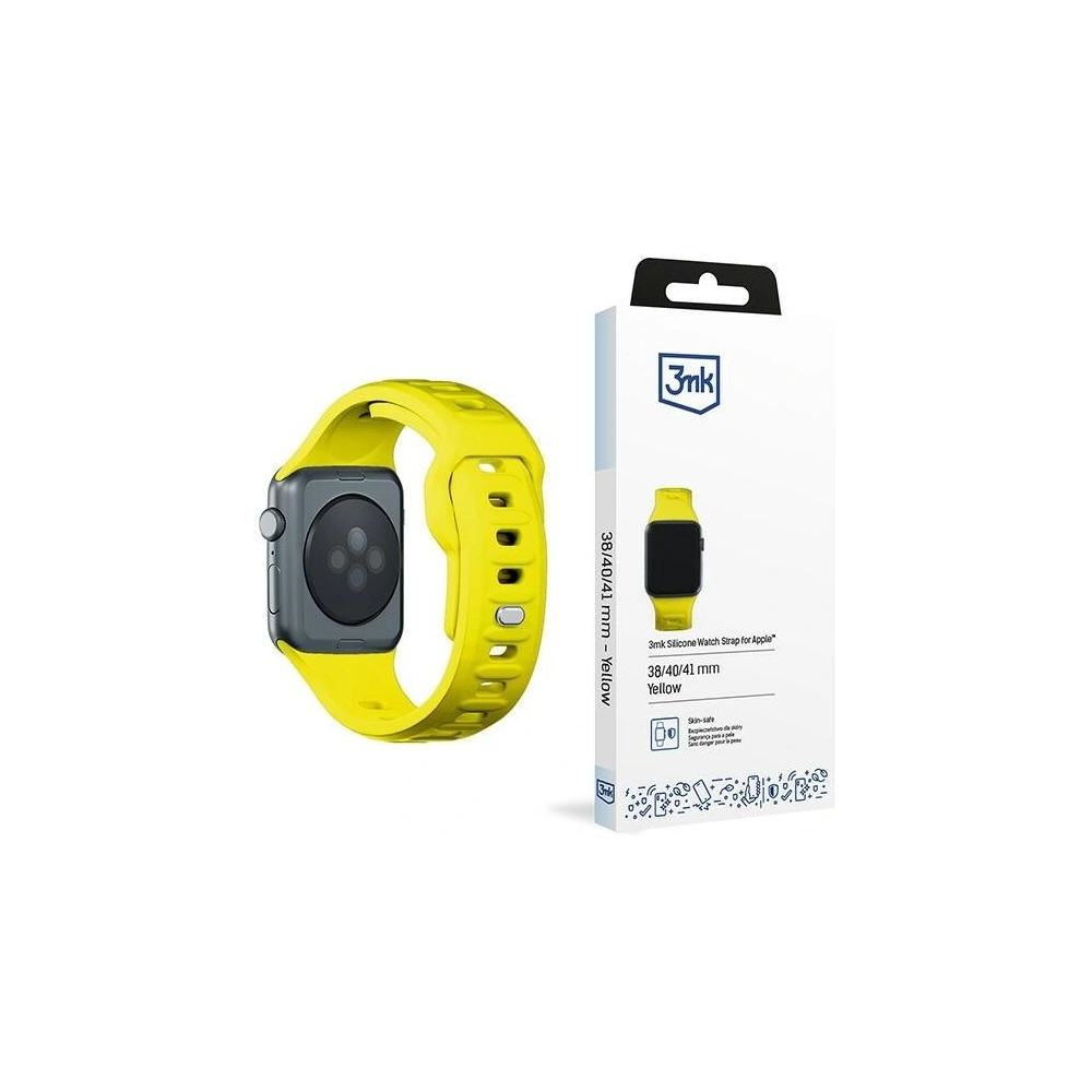 Pasek 3MK Silicone Watch Strap Apple Watch 4/5/6/7/SE/8/9/10 40/41/42mm żółty/yellow